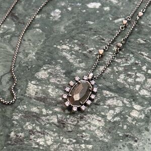 Kendra Scott Silver & Gunmetal Necklace with Gray Gemstone